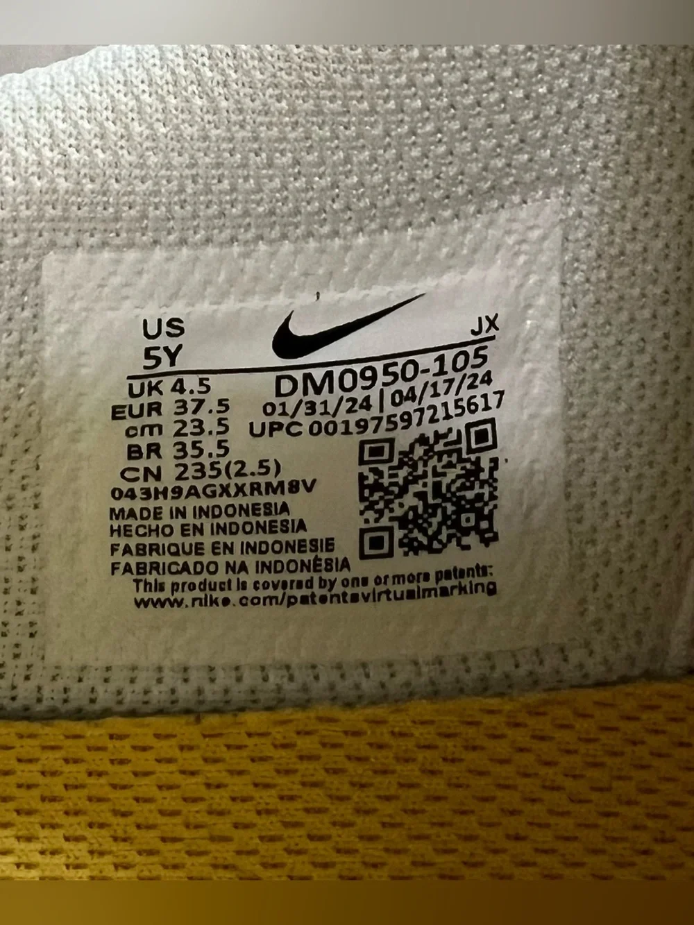 Nike Cortez “Lakers” White/Purple/Yellow Leather Sneakers Size Youth 5